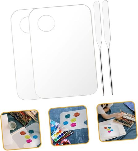 1Set Acrylic Makeup Mixing Tray with Spatula Palette for Foundation Lipstick Eyeshadow Nail Polish for Professionals Students Art Projects in Saudi Arabia
