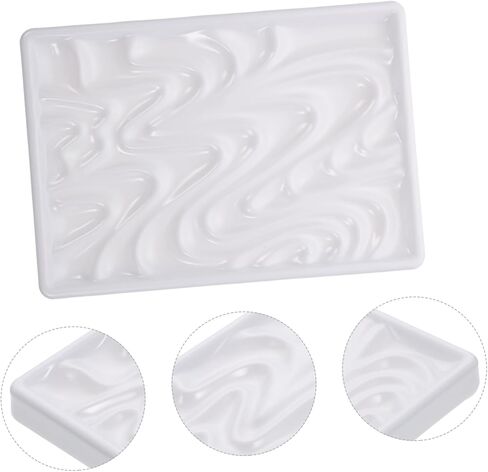 Homoyoyo Wavy Ceramic Paint Tray for Artists 1-Piece Gouache Mixing Palette Sturdy Porcelain Watercolor Mixing Plate for Painting and Drawing in Saudi Arabia