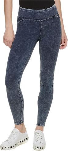 DKNY Women's Stretchy Everyday Mid Rise Logo Leggings in Saudi Arabia