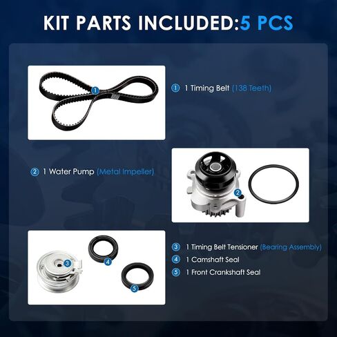 ECCPP مؤقت اشتعال طقم مضخة مياه يصلح ل 1999 2000 2001 2002 2003 2004 2005 forJetta 2.0L L4 SOHC 8ENG.CODE AEG AVH AZG BEV in Saudi Arabia