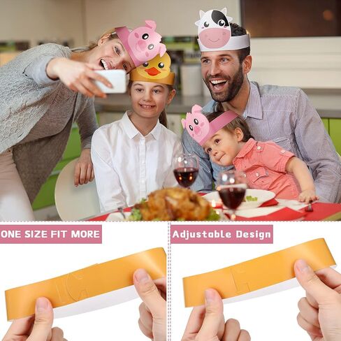48 Pieces Farm Animal Paper Eyeglasses Farm Animal Birthday Paper Crown Headbands Farm Kids Birthday Party Hats Cow Chicken Barnyard Party Favors for Kids Toddlers Baby Holiday Games Party Supplies in Saudi Arabia