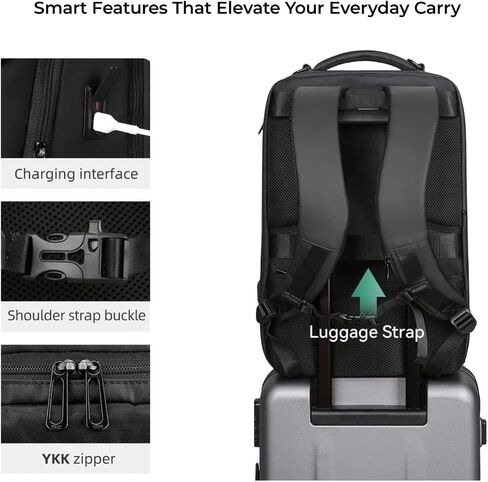 حقيبة ظهر Backpack Smart Business Smart-حقيبة كمبيوتر محمول سفر مقاومة للماء لـ 17.3 "مع ميناء شحن USB-تصميم عالي التقنية للعمل والسفر in Saudi Arabia