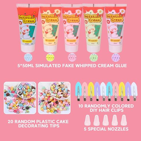 5 Pcs 50g Fake Whipped Cream Glue Toys Decoden Cream,Charm Craft Resin Decoration for Phone Case Making Craft DIY, Hair Accessories, Decoration in Saudi Arabia