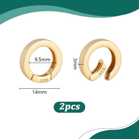 Ph Pandahall 2pcs 925 Sterling Silver Spring Clasp Clasp Gold Gring Gate ، 12 مم بوابة زنبركية ، موصل Clasp Clasp Fring for Necklace Pendents Pendents Make Jewelry Making in Saudi Arabia