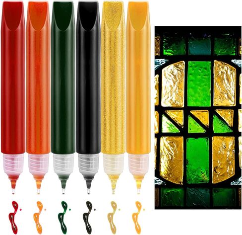 24 Pcs Suncatcher Paint Pens for Stained Glass Fall Assorted Colors Sun Catcher Paint Kit Autumn Theme DIY Window Markers Art Pens 6 Colors Crafts Sets 15 ml in Saudi Arabia