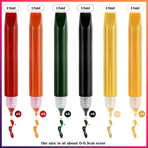 24 Pcs Suncatcher Paint Pens for Stained Glass Fall Assorted Colors Sun Catcher Paint Kit Autumn Theme DIY Window Markers Art Pens 6 Colors Crafts Sets 15 ml in Saudi Arabia