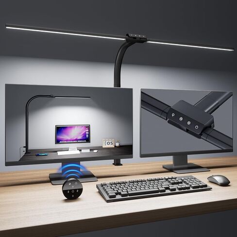 Desk lamp,LED Desk Lamps for Home Office,Eye-Caring Architect Lamp for Desk with Clamp,Dual Screen Computer Monitor Gooseneck Smart Light:24W 10 Color Flexible Adjustable Desk Lamp for Study Drafting in Saudi Arabia