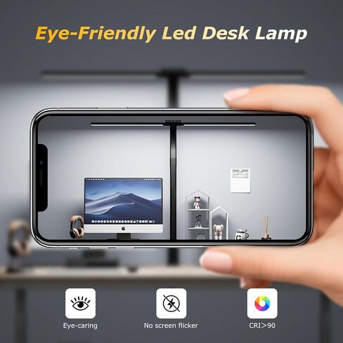 Desk lamp,LED Desk Lamps for Home Office,Eye-Caring Architect Lamp for Desk with Clamp,Dual Screen Computer Monitor Gooseneck Smart Light:24W 10 Color Flexible Adjustable Desk Lamp for Study Drafting in Saudi Arabia
