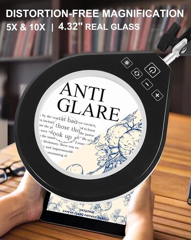 10X & 5X Magnifying Glass with Light, Ultra Long Swing Arm, 5 Colors & 10 Brightness, Real Glass Lens Large Magnifying Lamp for Craft Painting Workbench Jewelry Making Hobby Close Work (White) in Kuwait