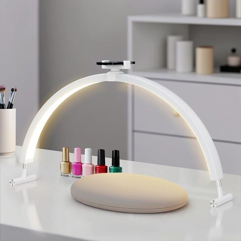 نصف ضوء القمر لمكتب الأظافر ، 30 '' مصباح قمر LED كبير لتقنيات الأظافر ، مانيكير وحرف اليدوية ، أوضاع ألوان قابلة للتعديل ، مع حامل الهاتف (أبيض) in Kuwait