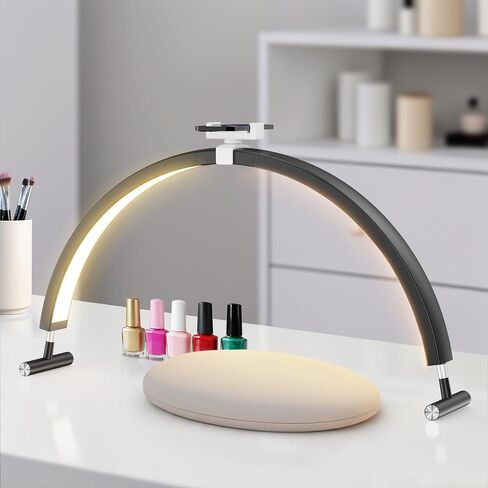 نصف ضوء القمر لمكتب الأظافر ، 30 '' مصباح قمر LED كبير لتقنيات الأظافر ، مانيكير وحرف اليدوية ، أوضاع ألوان قابلة للتعديل ، مع حامل الهاتف (أبيض) in Kuwait