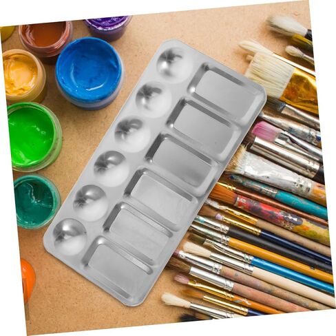 2pcs ألوان الفولاذ المقاوم للصدأ مزج صواني لوحات فنية خفيفة الوزن لتصميم خلط الطلاء للفنانين الهواة سهلة تنظيف ألواح الصباغ in Saudi Arabia