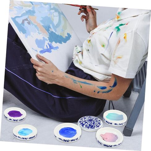 1Set Ceramic Color Mixing Tray Lightweight Paint Palette for Watercolor Gouache Easy to Clean Porcelain Art Tools for Artists and Painters in Saudi Arabia