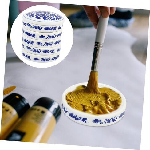 1Set Ceramic Color Mixing Tray Lightweight Paint Palette for Watercolor Gouache Easy to Clean Porcelain Art Tools for Artists and Painters in Saudi Arabia