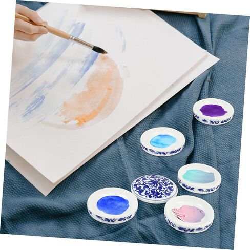 1Set Ceramic Color Mixing Tray Lightweight Paint Palette for Watercolor Gouache Easy to Clean Porcelain Art Tools for Artists and Painters in Saudi Arabia