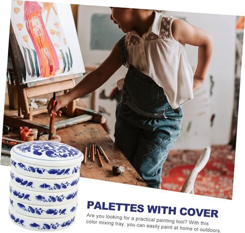 1Set Ceramic Color Mixing Tray Lightweight Paint Palette for Watercolor Gouache Easy to Clean Porcelain Art Tools for Artists and Painters in Saudi Arabia