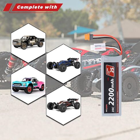 RCAWD 11.1V Lipo Battery 3S 35C 2200mAh with JST Plug IC2 Connector 3S 11.1V 1.6A Charger for Arrma Grom Mojave Typhon BLX Series Upgrades Part in Saudi Arabia