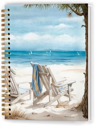 Retro Blue Coastal Seashell Notebook, Summer Starfish Beach Journal, Trendy Preppy Beachy Coastal Journal, Nautical Ocean Hardcover Spiral Notebooks, 5.5x8.3 Inch in Saudi Arabia