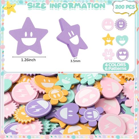 BOKON 200 PCS مكافأة الرموز الرموز الرموز الرموز لمكافأة السلوك للأطفال الرموز الخشبية الرموز الخشبية للطلاب المدرسي المدرسي الحافز لوازم تدريب السلوك جيد (ملون ، نجم) in Kuwait