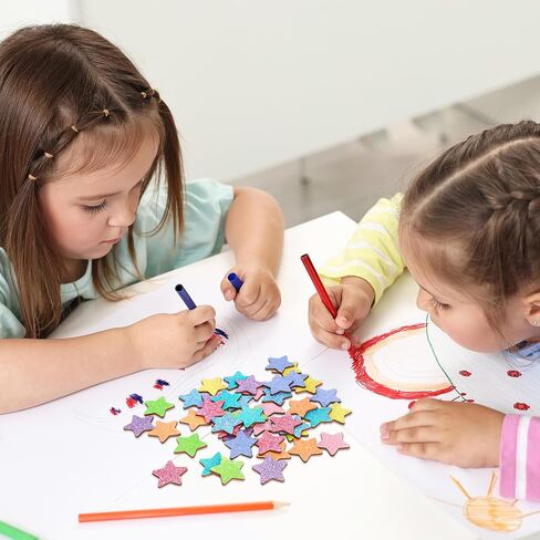 45 PCS Glitter Star Extra Tokens for Reward Jar Macaron Macaron Star Shape Wooden Redouts الرموز المميزة مع جيب الكتان للعودة إلى مدرس الطالب في الفصل الدراسي in Saudi Arabia