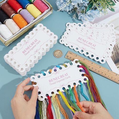 Benecreat 36pcs 18-Position Position Progrovery Thread Organizer Cards ، 5.9x3inch paper thread boards ، floss bobbins for cross stitch stitch thread storage craft diy sewing in Saudi Arabia