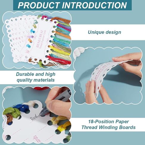 Benecreat 36pcs 18-Position Position Progrovery Thread Organizer Cards ، 5.9x3inch paper thread boards ، floss bobbins for cross stitch stitch thread storage craft diy sewing in Saudi Arabia