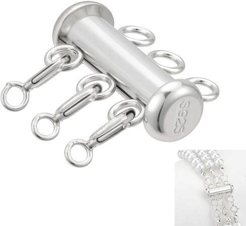 PH Pandahall 925 Sterling Silver Necklace Netring Clasp Clasp Clasp Clasp 3 Strands Conclace Conser Clasps مع مشابك قفل الشريحة لصنع المجوهرات 18 × 11 ملم in Saudi Arabia