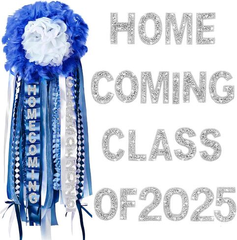 21 Pcs Homecoming Mum Supplies Rhinestone Letter Stickers Homecoming Class of 2025 2.36 Inch Large Letter Bling Glitter Self Adhesive for Back to School Week Party Decor Clothes Fabric(Silver) in Saudi Arabia