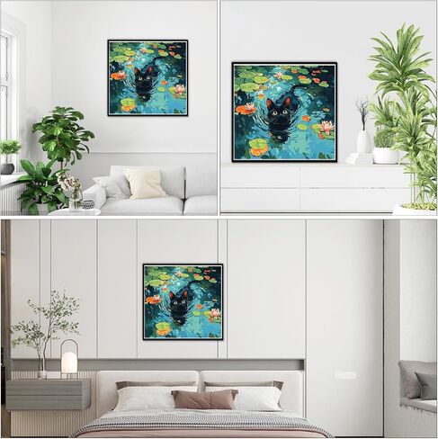 Newenmo Black Cat Paint بواسطة أرقام أرقام للبالغين ، زهور الزهور الزنابق الطلاء بأرقام على قماش بدون إطار ، لوحة زيتية DIY مثالية للمبتدئين ، الهوايات ، ديكور الجدار المنزلي 16x16 في in Saudi Arabia