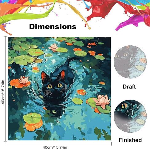 Newenmo Black Cat Paint بواسطة أرقام أرقام للبالغين ، زهور الزهور الزنابق الطلاء بأرقام على قماش بدون إطار ، لوحة زيتية DIY مثالية للمبتدئين ، الهوايات ، ديكور الجدار المنزلي 16x16 في in Saudi Arabia