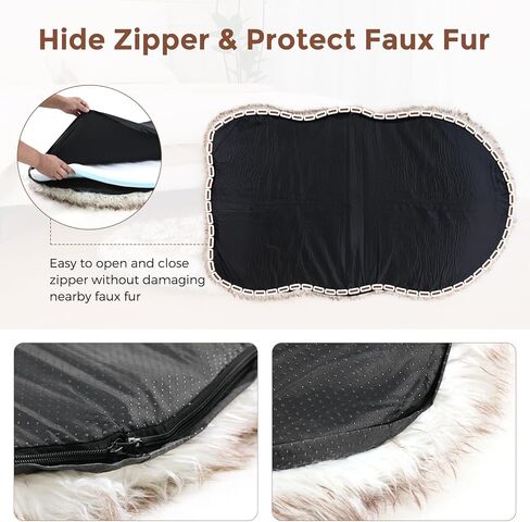 سرير كلب فرو 50 بوصة من الكلاب الكبيرة/المتوسطة الكلاب العظمية مع الفراء الرقيق الرقيق ورغوة الذاكرة الناعمة لتخفيف آلام المفاصل ، قابلة للغسل في الآلة ومقاومة للماء أبيض أبيض مع اللون البني in Kuwait