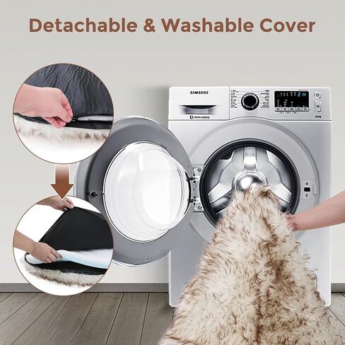 سرير كلب فرو 50 بوصة من الكلاب الكبيرة/المتوسطة الكلاب العظمية مع الفراء الرقيق الرقيق ورغوة الذاكرة الناعمة لتخفيف آلام المفاصل ، قابلة للغسل في الآلة ومقاومة للماء أبيض أبيض مع اللون البني in Kuwait