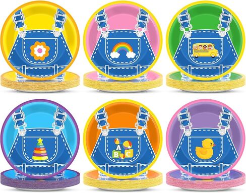 48Pcs Girls Birthday Plates for Party Cartoon Teacher Dessert Plates Girl Happy Birthday Decorations English Teacher Supplies for Baby Shower Boys Girl Cartoon Party Décor in Saudi Arabia