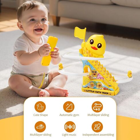 التزود بالوقود في تسلق البط مسارات Slide Slide مجموعة مع وحدة تحكم عن بُعد ، ألعاب Coaster Roller للأطفال الصغار ، الأطفال في وقت مبكر من الألعاب التعليمية مع الموسيقى ، الأغاني ، القصص in Kuwait