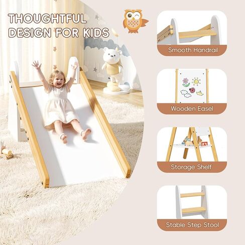 3 في 1 شريحة صغيرة شريحة داخلية ، يمكن استخدام شريحة أطفال خشبية للأطفال الصغار 1-3 ، كبراز الحامل والخطوة ، وملعب Slides FlaySet Toddler للداخلية والخارجية في الهواء الطلق in Kuwait