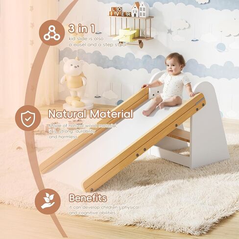 3 في 1 شريحة صغيرة شريحة داخلية ، يمكن استخدام شريحة أطفال خشبية للأطفال الصغار 1-3 ، كبراز الحامل والخطوة ، وملعب Slides FlaySet Toddler للداخلية والخارجية في الهواء الطلق in Kuwait