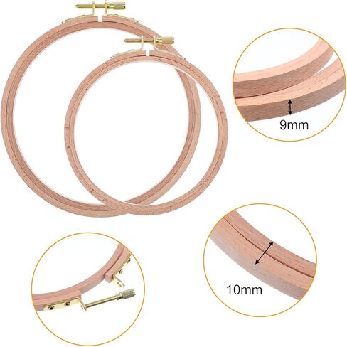 2 PCS الأطواق التطريز الخشبية ، إطار تطريز خشب الزان الطبيعي ، إطار الإبرة المعلقة ، دائرة خشبية من غرزة الخشب للخياطة الفنية ، الديكور DIY ، أحجام 2 in Kuwait
