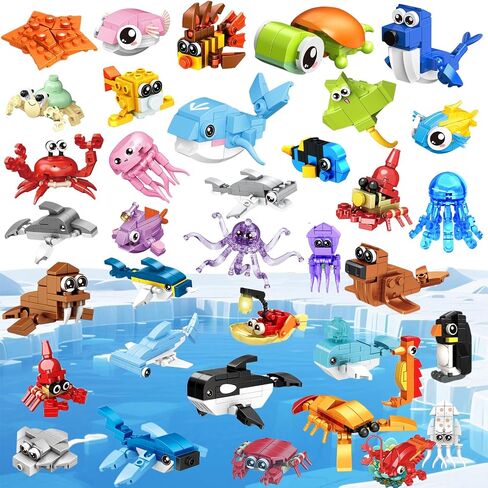 24 Pack Party Favors for Kids ، 72 Animal Mini Block مجموعات ， أكياس Goodie للفصول الدراسية ، جوائز الكرنفال ، عيد الفصح ، تفضل عيد ميلاد للفتيات الذين تتراوح أعمارهم بين 6-12 عامًا in Kuwait