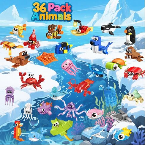24 Pack Party Favors for Kids ، 72 Animal Mini Block مجموعات ， أكياس Goodie للفصول الدراسية ، جوائز الكرنفال ، عيد الفصح ، تفضل عيد ميلاد للفتيات الذين تتراوح أعمارهم بين 6-12 عامًا in Kuwait