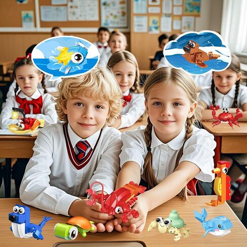 24 Pack Party Favors for Kids ، 72 Animal Mini Block مجموعات ， أكياس Goodie للفصول الدراسية ، جوائز الكرنفال ، عيد الفصح ، تفضل عيد ميلاد للفتيات الذين تتراوح أعمارهم بين 6-12 عامًا in Kuwait