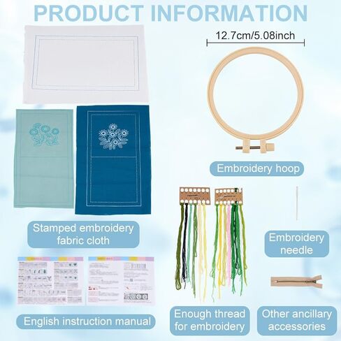Webeedy 2 مجموعات DIY تطريز زهرة MINI Wallet Kit للمبتدئين البالغين ، مجموعة محفظة خياطة طقم تشمل الإبر مواضيع تطريز ، مستلزمات الإبرة ديكور عيد الميلاد ، 6.5 × 7.6 بوصة in Kuwait