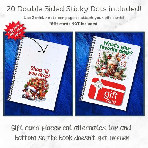 Christmas Gift Card Book 5x7 inches with Stickers, 10 Page Soft Cover Spiral Bound with Protective PVC Cover, and 20 Double Sided Sticky Dots - 8 Different Cover Design Options (Pink Holly Jolly) in Saudi Arabia