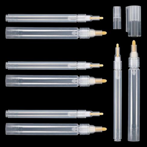 6 PCS Paint Pen for Touch 3 Mm 4.5 Mm Fillable Refillable Paint Markers Blank Round Head Refillable Clear White Acrylic Permanent Fillable Empty for Rock Painting Ceramics Glass Stone Art DIY in Saudi Arabia