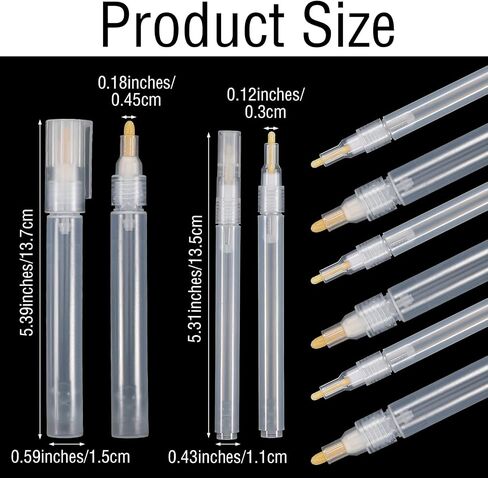 6 PCS Paint Pen for Touch 3 Mm 4.5 Mm Fillable Refillable Paint Markers Blank Round Head Refillable Clear White Acrylic Permanent Fillable Empty for Rock Painting Ceramics Glass Stone Art DIY in Saudi Arabia