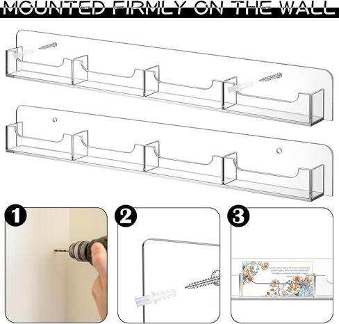 Weysat 3 Pack Business Card Holder Wall Mount Clear Acrylic متعددة حامل بطاقة العمل عرض ملصق التسويق لتجزئة المكاتب المنزلية ، 12 جيوبًا في المجموع ، ويحتوي كل منها على 30-50 بطاقة in Saudi Arabia