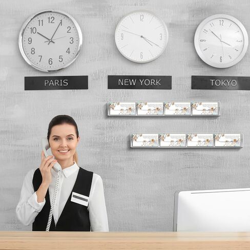 Weysat 3 Pack Business Card Holder Wall Mount Clear Acrylic متعددة حامل بطاقة العمل عرض ملصق التسويق لتجزئة المكاتب المنزلية ، 12 جيوبًا في المجموع ، ويحتوي كل منها على 30-50 بطاقة in Saudi Arabia