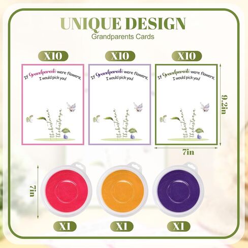 Motipuns 30 PCS Grandparents Day Crafts for Kids Handprint Handprint Cards Homports with 3 PCS Barge Ink Palcs for Preschool Rivinergarten Grandparents Day Tives Brafs (Flower ، Classic) in Kuwait