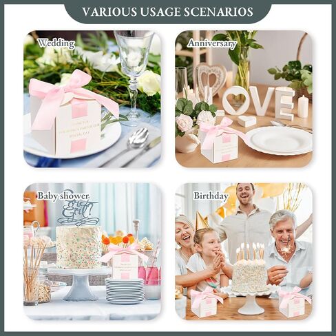 Marspark 50 Pcs Wedding Favor Boxes, 2.5 x 2.5 x 2.5 Inch Wedding Party Candy Boxes with Green Ribbons Bridal Gift for Guests Bridal Shower Birthday Party Anniversary Supplies in Saudi Arabia