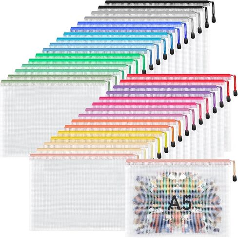 Umriox 32PCS 16 Colors Small Zipper Pouch, 9.5 x 7.1 in, Zipper Bags for Puzzles, School Office Supplies and Travel Storage in Saudi Arabia