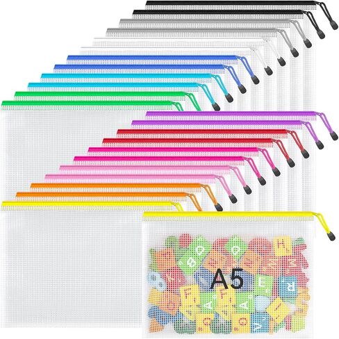 Umriox 32PCS 16 Colors Small Zipper Pouch, 9.5 x 7.1 in, Zipper Bags for Puzzles, School Office Supplies and Travel Storage in Saudi Arabia